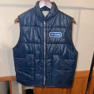 Chaleco acolchado acolchado con logotipo parche resistente Ford de colección sin mangas talla LG bolsillos - Imagen 1 de 3