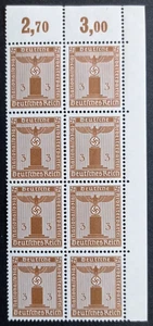 Germany Third Reich 1938 Party Official Stamp 3pf brown block of 8 MNG, SG O649 - Picture 1 of 2