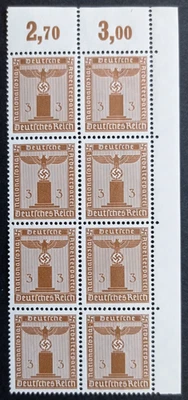 Germany Third Reich 1938 Party Official Stamp 3pf brown block of 8 MNG, SG O649 - Image 1 of 2