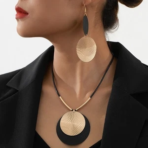 Large Circular Necklace Earring Necklace Earring Set Fashion Necklace Pendant - Picture 1 of 8