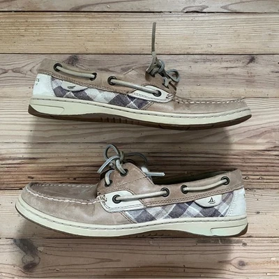 Zapatos de barco Sperry Top Sider a cuadros para mujer púrpura y neutro talla 8,5 Foto 1 de 4