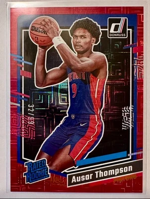 Ausar Thompson 2023-24 Donruss Rated Rookie Choice Red Mojo /99 RC #228 Pistons - Image 1 of 3