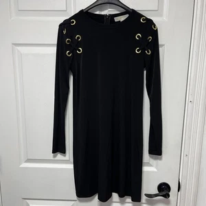 Michael Kors Sheath Dress Lace Up Shoulder Long Sleeve Black XS - Imagen 1 de 8