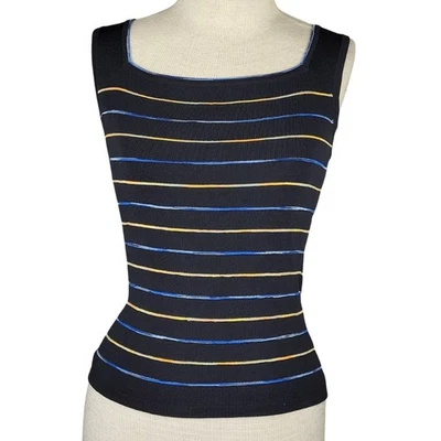 Black Blue and Orange Striped Sweater Tank Size Small  - Image 1 of 3