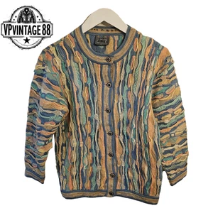Vintage Coogi 90s Australia 3D Knit Cardigan Unisex Colourful Bold Rare Jumper - Picture 1 of 8