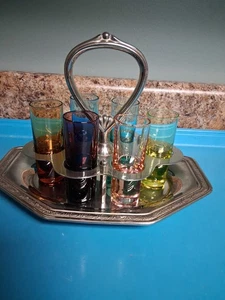 Set 6 Bicchieri Cordial Shot Multicolore Vintage in Portaoggetti MCM Senza Marca  - Foto 1 di 16