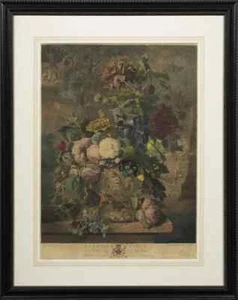 Jan Van Huysum (olandese, 1682-1749), ""Un pezzo di fiore"", mezzotinta, Earlom, Boydell - Foto 1 di 1