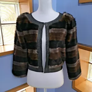 Nana Nucci Striped Faux Fur Jacket - Size 2 - Picture 1 of 10