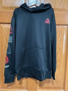 REEBOK Boy's M 8 Classic Black Performance Hoodie Sweatshirt Logo NWT NEW - Picture 1 of 7