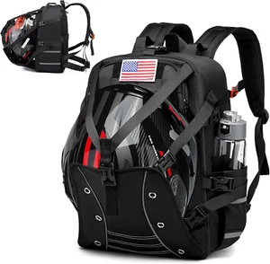 Motorcycle Backpack Helmet Bags, Large Capacity Waterproof Helmet Backpack for M - Picture 1 of 7