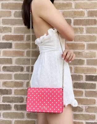 Kate Spade Spencer Dots Chain Wallet Chain Crossbody Clutch Peach Melma Multi - Imagem 1 de 4