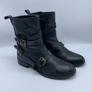Stivaletti Nine West Trentao da donna neri in pelle con fibbia e zip taglia US 8M - Foto 1 di 12