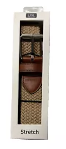 NEW Dockers Men's 1.5 in Wide Stretch 50" L Khaki Biege Braided Belt Size L/XL - Picture 1 of 4
