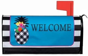 Black And White Pineapple Mailbox Cover Standard Size - Picture 1 of 1