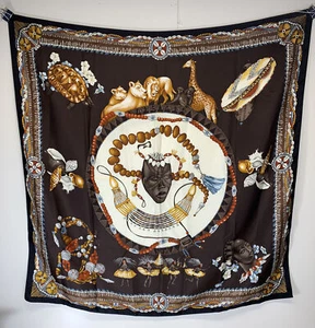 Excellent Etro Silk Scarf "Africa Magica" 35" x 35" Shawl - Picture 1 of 9