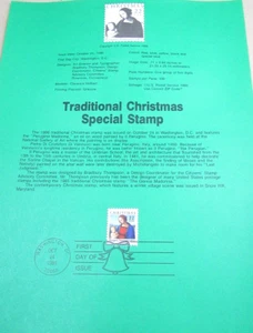 USPS Souvenir First Day Of Issue Special Stamp 10/24/86 Traditional Christmas 22 - Picture 1 of 5