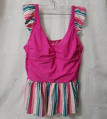 Matilda Jane Sunset Striped Pink Swimsuit Tankini Women’s Size Large NWT - Image 1 of 4