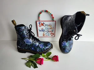 Dr Martens 1460 8 eye backhand mystic garden blue floral boots UK6.5 EU40 US8.5 - Picture 1 of 10