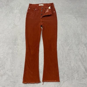 Madewell Jeans Womens 24 Tall Orange Corduroy Cali Demi Bootcut Raw Hem Button - Picture 1 of 10