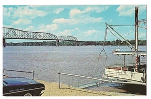 MARK TWAIN MEMORIAL BRIDGE Excursion Boat LADY Hannibal Missouri Postcard MO - Picture 1 of 2