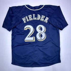 Facsimile Autographed Prince Fielder Milwaukee Blue Reprint Jersey Size Men's XL - Picture 1 of 4