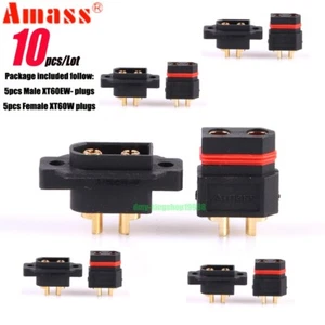 10 pcs Amass XT60W XT60EW Waterproof Plug Gold-Plated Bullet Connector for Drone - Picture 1 of 10