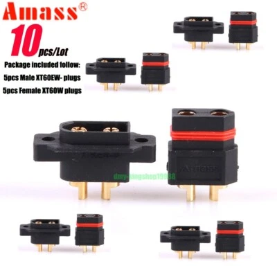 10 pcs Amass XT60W XT60EW Waterproof Plug Gold-Plated Bullet Connector for Drone - Image 1 of 4