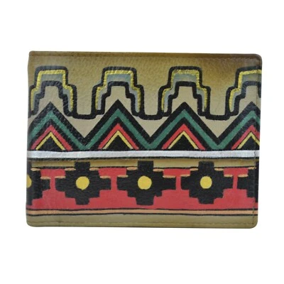 Anuschka RETIRED #3002 AAZ "ANTIQUE AZTEC" TWO FOLD  WLT W/COIN PK 4.75"x3.75" - Image 1 of 3