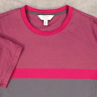 Camisa Calvin Klein Adulto Grande Rosa/Cinza Body Fit Decote Redondo - Imagem 1 de 4