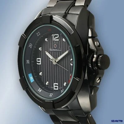 BERNOULLI  Black IP PYXIS Watch w/ Military time chapter ring - Photo 1/3
