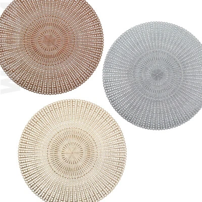 Tischset Platzdeckchen Platzset rund abwaschbar GOLD/SILBER/KUPFER Kunststoff - Bild 1 von 4