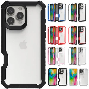 Clear Rugged Rubber Bumper Shockproof Case For iPhone 16 Pro Max 15 14 13 12 11 - Picture 1 of 25