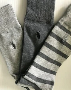 Ralph Lauren Herren 10-13 Baumwolle Anzugsocken 3 Paar klassischer Druck & einfarbig - Bild 1 von 4