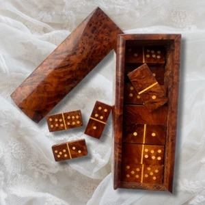 Wooden Domino Set | Burl | 1880-1920’s - Picture 1 of 4