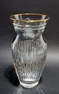 Waterford By Marquis Crystal Hanover Vase With Gold Trim Rim - Picture 1 of 19