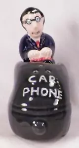 Car Phone Salt & Pepper Shakers Man Receiver Ceramic Omnibus OCI Cute - Picture 1 of 10