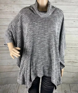 Plus Size Sweater XXL Size 20 Black White Marled Gray Flutter Sleeve Thin Knit - Picture 1 of 12