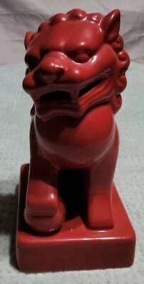 Feng Shui Chino Rojo Esmaltado Foo Perro Guardián León A27 Bonito Foto 1 de 4