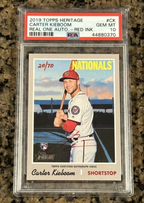 2019 Topps Heritage Real One Autographs Red Ink #ROACK Carter Kieboom # 20/70 - Image 1 of 2