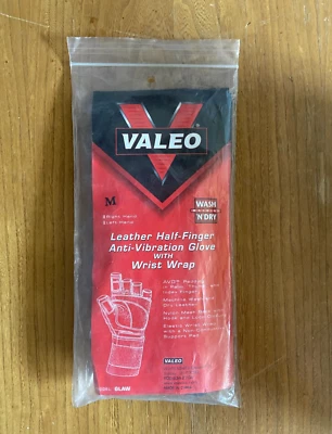 Guante antivibración de medio dedo de cuero Valeo (izquierdo) con envoltura de muñeca talla M Foto 1 de 3