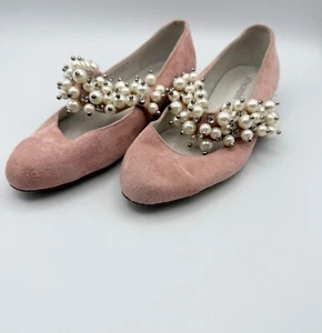 Jeffery Campbell "Irina" Soft Pink Flats w/Faux Pearl Embellishment Sz 6.5 Shoes - Picture 1 of 9