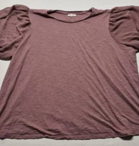 Maurice Plus Size Damen mauve Top, transparente dekorative Puffärmel Gr. 3X - Bild 1 von 9