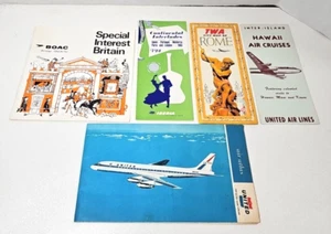 1960s 5 Piece Airline Ephemera BOAC UNITED TWA IBERIA Travel Brochure Lot - Picture 1 of 4
