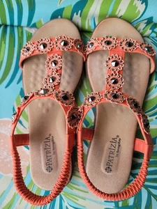 ORANGE LADIES SANDALS PATRIZIA BY SPRING STEP SIZE 7.5 STRAPPY BLING COMFORT - Picture 1 of 7