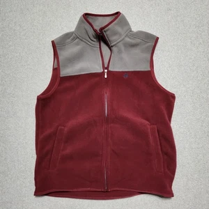 Brooks Brothers Fleeceweste mit durchgehendem Reißverschluss Polyester weinrot grau Herren großes blaues Logo - Bild 1 von 10