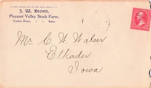 1884 Envelop w/ 2 cent stamp 252, Elkader, Iowa, Pleasant Valley Farm, Turkey R - Picture 1 of 4