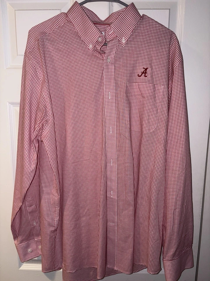 Cutter & Buck Alabama Crimson Tide Men’s Large Red Check Button Down Shirt - Image 1 of 3
