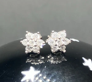 Sterling Silber schöne CZ Blume Ohrstecker - Bild 1 von 5