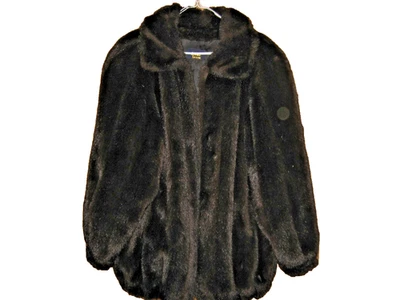 Abrigo de piel sintética para mujer talla L dennis Basso NEGRO Foto 1 de 4