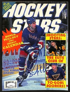 Revista Bernie Nicholls New York Rangers 1991 Hockey Stars JSA 196856 - Imagen 1 de 2